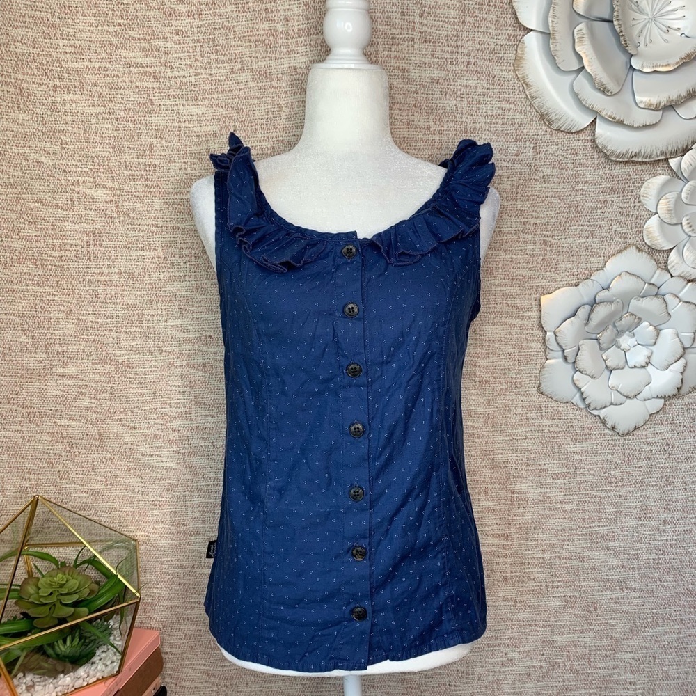 [Loreak Mendian] Ruffle Sleeve Button Down Tank